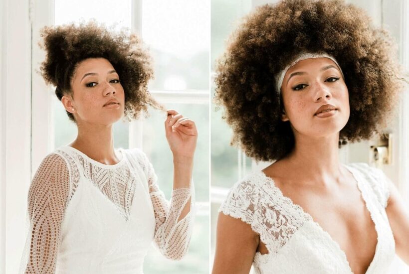 bruiloft inspiratie tips ideeën voor natural kroes haar bruidskapsel