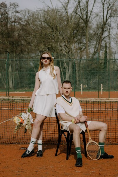 vintage tennis bruiloft