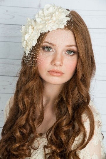 birdcage veil blusher floral