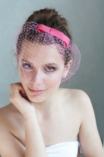 birdcage veil roze